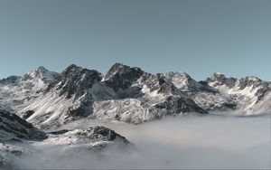 Preview wallpaper mountains, snow, clouds, landscape, nature