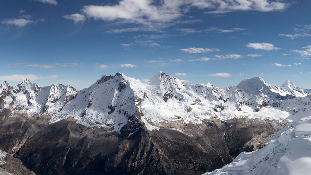 Wallpaper mountains, snow, clouds