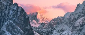 Preview wallpaper mountains, snow, dusk, winter