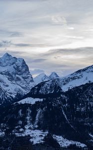 Preview wallpaper mountains, snow, dusk, winter, landscape