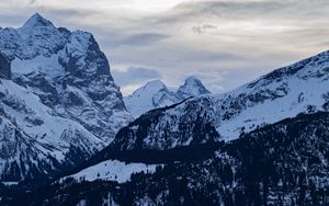Preview wallpaper mountains, snow, dusk, winter, landscape