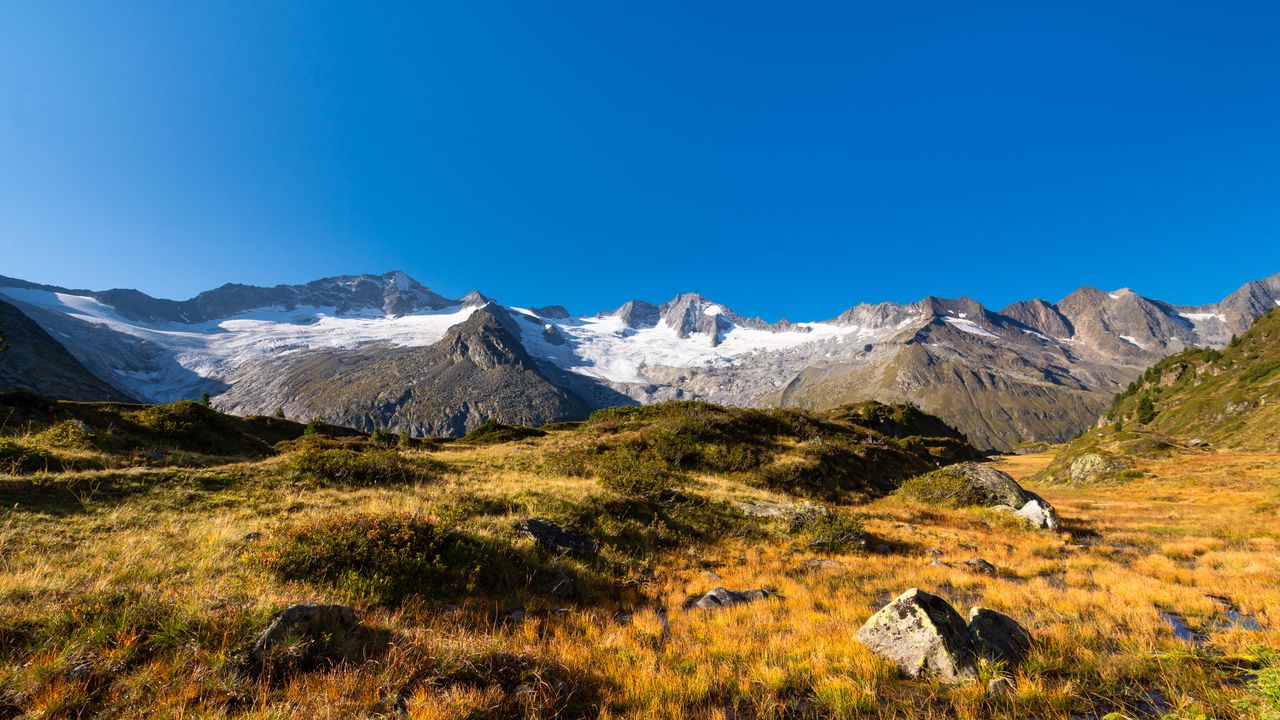 Wallpaper mountains, snow, field, nature, landscape