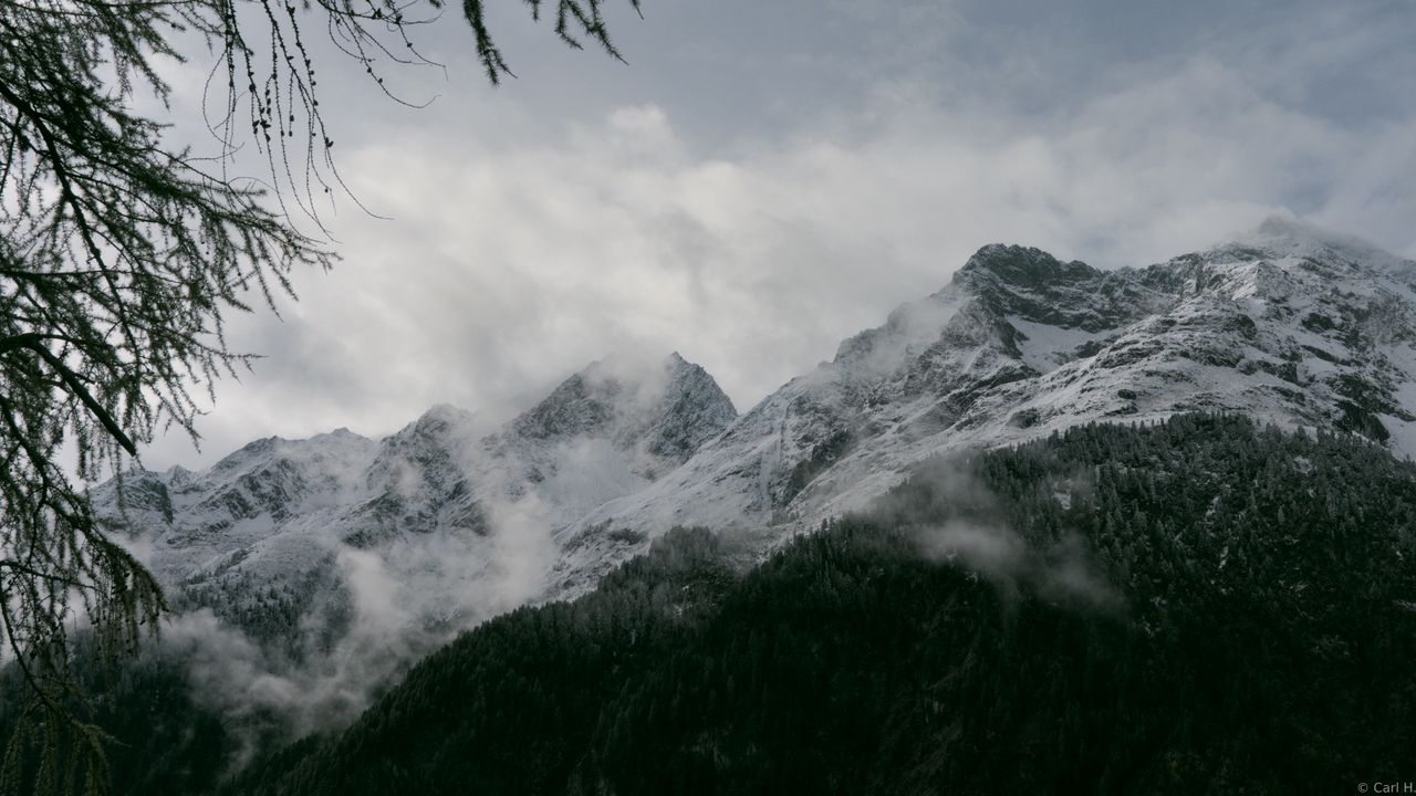 Wallpaper mountains, snow, fog, nature