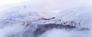 Preview wallpaper mountains, snow, fog, landscape, nature, white