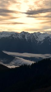 Preview wallpaper mountains, snow, fog, landscape