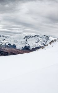 Preview wallpaper mountains, snow, high, sky, clouds