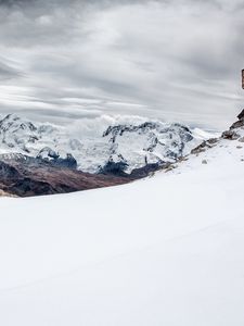 Preview wallpaper mountains, snow, high, sky, clouds