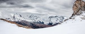 Preview wallpaper mountains, snow, high, sky, clouds