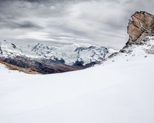 Preview wallpaper mountains, snow, high, sky, clouds