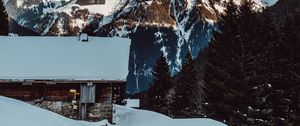Preview wallpaper mountains, snow, house, resort, morzine, france