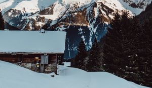 Preview wallpaper mountains, snow, house, resort, morzine, france