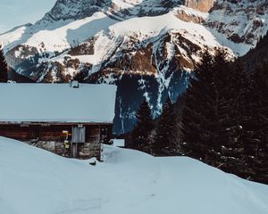 Preview wallpaper mountains, snow, house, resort, morzine, france