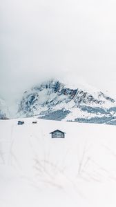 Preview wallpaper mountains, snow, houses, winter, landscape