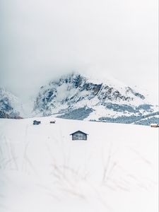 Preview wallpaper mountains, snow, houses, winter, landscape
