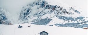 Preview wallpaper mountains, snow, houses, winter, landscape