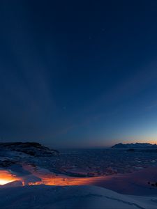 Preview wallpaper mountains, snow, ice, sunset, kulusuk, greenland
