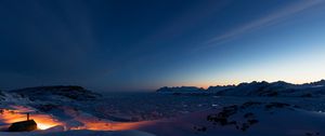 Preview wallpaper mountains, snow, ice, sunset, kulusuk, greenland