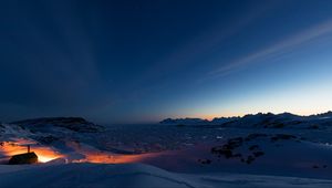 Preview wallpaper mountains, snow, ice, sunset, kulusuk, greenland