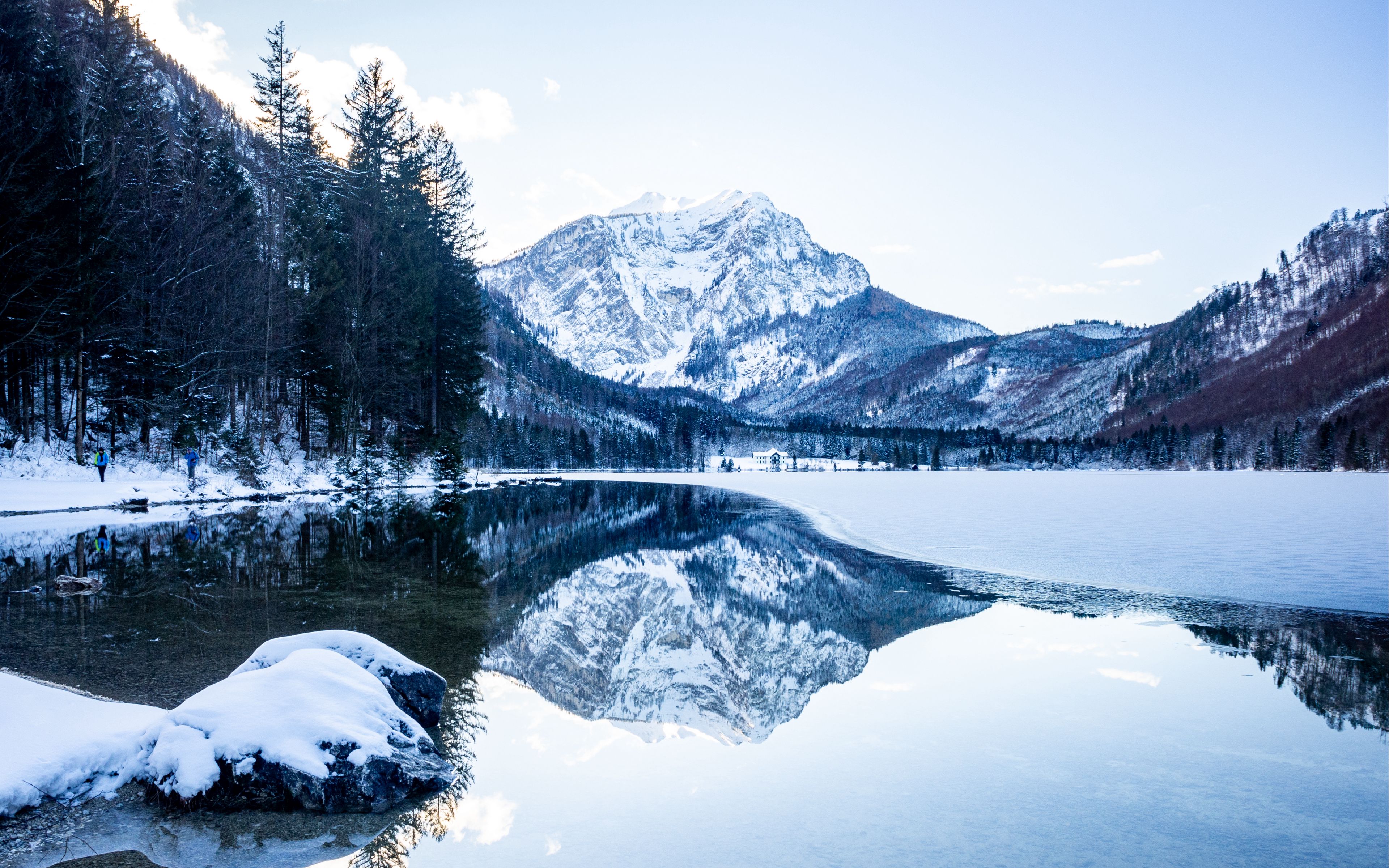 Download Wallpaper 3840x2400 Mountains, Snow, Lake, Reflection 4k Ultra ...