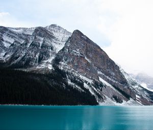Preview wallpaper mountains, snow, lake, trees, landscape, nature