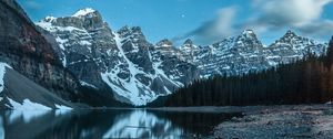 Preview wallpaper mountains, snow, lake, pebble