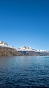 Preview wallpaper mountains, snow, lake, sky, landscape