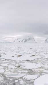 Preview wallpaper mountains, snow, lake, ice, nature, white