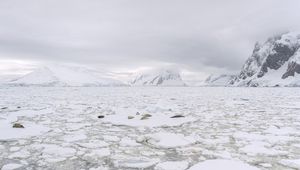 Preview wallpaper mountains, snow, lake, ice, nature, white