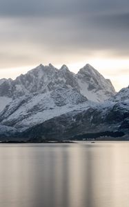 Preview wallpaper mountains, snow, lake, nature, landscape