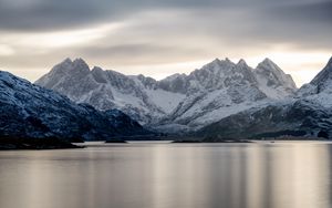 Preview wallpaper mountains, snow, lake, nature, landscape