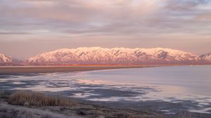 Preview wallpaper mountains, snow, lake, landscape, nature