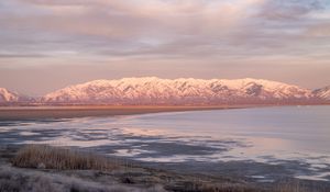 Preview wallpaper mountains, snow, lake, landscape, nature