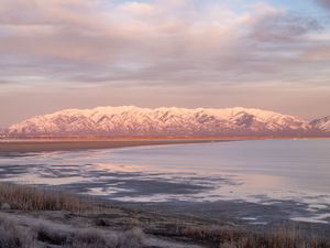 Preview wallpaper mountains, snow, lake, landscape, nature