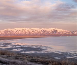 Preview wallpaper mountains, snow, lake, landscape, nature