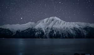 Preview wallpaper mountains, snow, landscape, night, stars