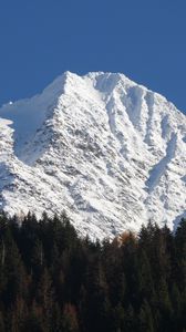 Preview wallpaper mountains, snow, landscape, peaks, trees