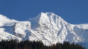 Preview wallpaper mountains, snow, landscape, peaks, trees