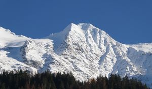 Preview wallpaper mountains, snow, landscape, peaks, trees