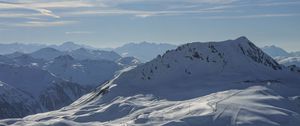 Preview wallpaper mountains, snow, landscape, sun, paths, ski
