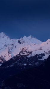 Preview wallpaper mountains, snow, landscape, dusk, mountain range