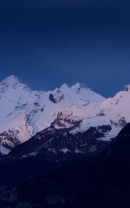 Preview wallpaper mountains, snow, landscape, dusk, mountain range