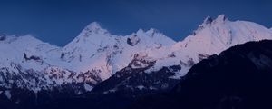 Preview wallpaper mountains, snow, landscape, dusk, mountain range