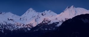 Preview wallpaper mountains, snow, landscape, dusk, mountain range