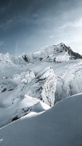 Preview wallpaper mountains, snow, landscape, mountain range, winter