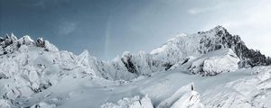 Preview wallpaper mountains, snow, landscape, mountain range, winter