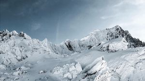 Preview wallpaper mountains, snow, landscape, mountain range, winter