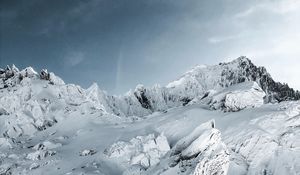 Preview wallpaper mountains, snow, landscape, mountain range, winter