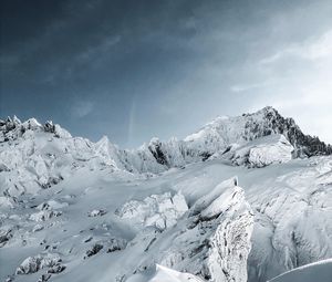 Preview wallpaper mountains, snow, landscape, mountain range, winter