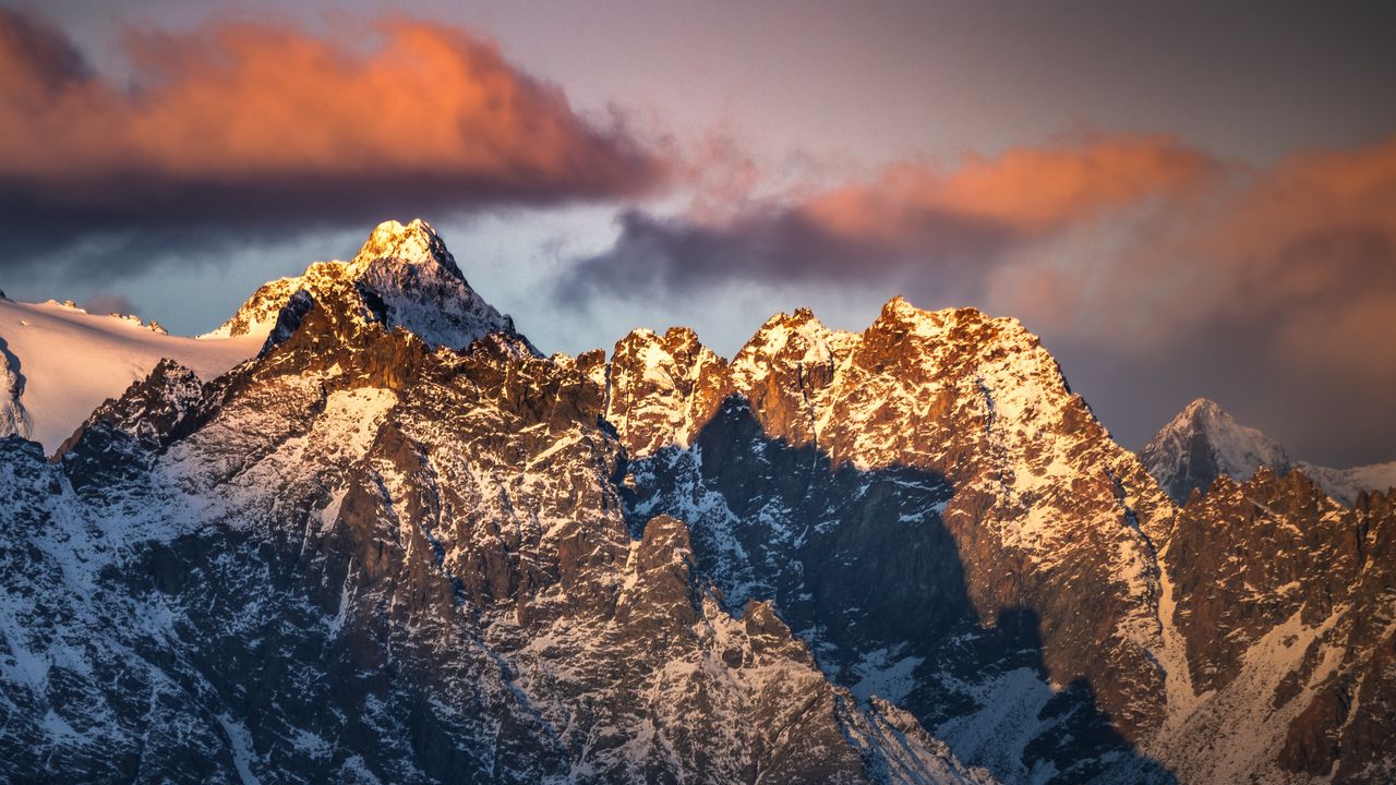 Wallpaper mountains, snow, landscape, twilight