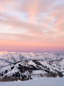 Preview wallpaper mountains, snow, landscape, trees